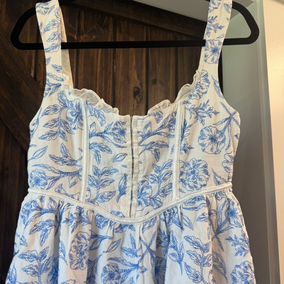 For Love and Lemons Maisie Mini Dress Floral Blue and White - Picture 7 of 8